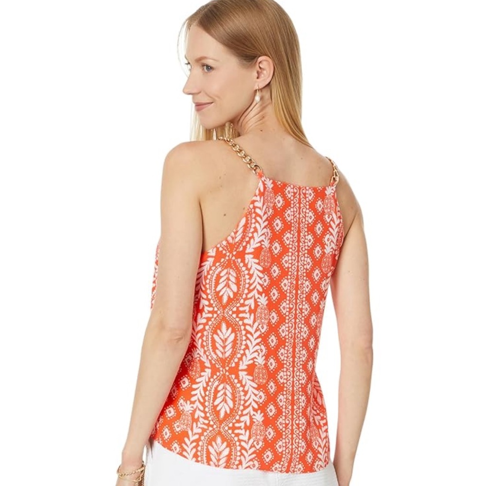 Lilly Pulitzer Woman's Joannah Silk Tank Top Chain Shoulder Straps Size 4 NWT